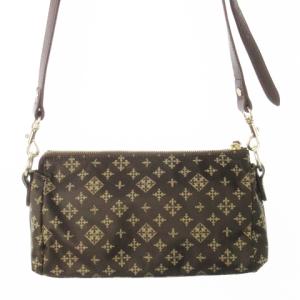 ショルダーバッグ ナイロン ジャカード レザー 革 ロゴ モノグラム 茶 ブラウン /CK8 GY18