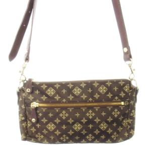 russet ショルダーバッグ ナイロン ジャカード レザー 革 ロゴ モノグラム 茶 ブラウン /CK8 GY18