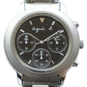 腕時計 ウォッチ クォーツ 黒文字盤 クロノグラフ シルバー色 V654-6100 GY18 /MQ