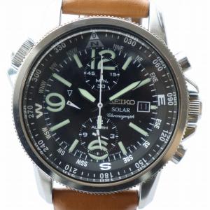 腕時計 ソーラー デイト カレンダー付き クロノグラフ レザーベルト V172-0AG0