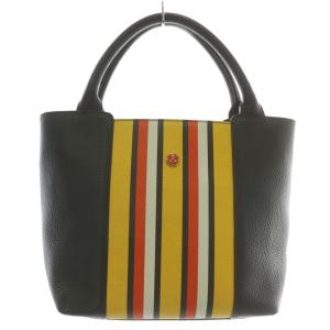 キタムラK2 ハンドバッグ トート レザー ストライプ ロゴ 茶色 ブラウン /XZ GY11