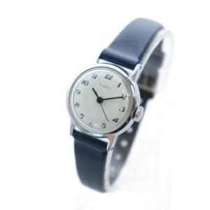 TIMEX 腕時計 ウォッチ 白文字盤 手巻き ラウンド レザーベルト シルバーカラー 銀色 /MQ GY11