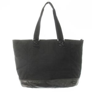 KIPLING トートバッグ 2way ショルダーバッグ ナイロン レザー 革 ロゴ型押しワッペン 切替 黒 ブラック