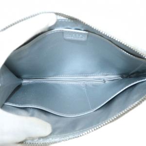 HIROFU ポーチ 小物入れ レザー L字ファスナー ロゴ シルバー色 /XZ GY11