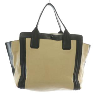 Chloe アリソン トートバッグ ハンド レザー ロゴ バイカラー アイボリー 黒 ブラック 3S0164-703