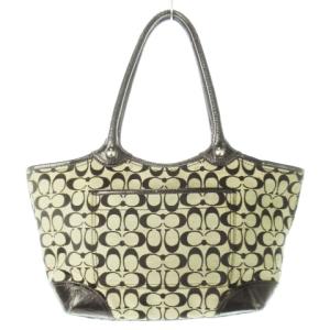 COACH トートバッグ ハンドバッグ キャンバス レザー 革 エナメル シグネチャー ロゴ型押し 黒 ブラック F12564