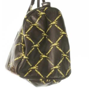 Longchamp ハンドバッグ ミニボストン レザー 革 ロゴ 総柄 茶 ブラウン /AO9 GY18