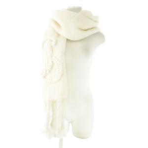 マフラー モヘア フリンジ ホワイト