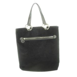 Think Bee トートバッグ パイル ベロア 刺繍 ビーズ スパンコール ラインストーン ロゴ 黒 ブラック /AH9