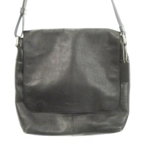 ショルダーバッグ レザー 革 フラップ ロゴ刻印 黒 ブラック F72362 /AH20 GY11