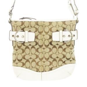 ショルダーバッグ キャンバス レザー シグネチャー 白 ホワイト ベージュ F03574 /AH22 GY11