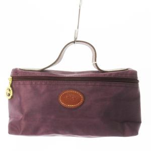 ハンドバッグ ミニ ポーチ ナイロン レザー 革 ロゴ型押し 紫 パープル /CK13 GY11