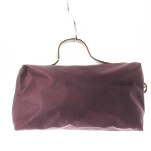 Longchamp ハンドバッグ ミニ ポーチ ナイロン レザー 革 ロゴ型押し 紫 パープル /CK13 GY11