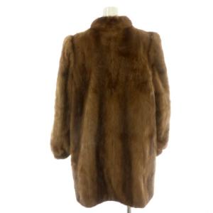 SAGA MINK 銀サガ ファーコート ハーフ ミドル ミンクファー 毛皮 総裏地 11号 茶 ブラウン /MP GY18
