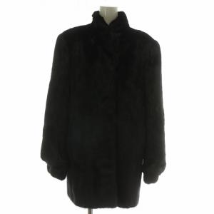 銀サガ ファーコート アウター 毛皮 ミンク ミドル 肩パッド 15 XXL 黒 ブラック /XZ GY18