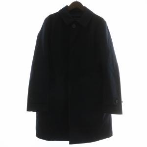 ステンカラーコート アウター ウール ミドル 比翼ボタン ダウンライナー付き 48 L 紺 ネイビー /XZ
