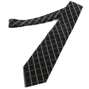 BURBERRY LONDON 美品 ネクタイ レギュラータイ 格子柄 シルク 黒 ブラック /AE GY17