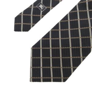 BURBERRY LONDON 美品 ネクタイ レギュラータイ 格子柄 シルク 黒 ブラック /AE GY17