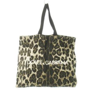 トートバッグ 大容量 ビッグサイズ キャンバス ファブリック アニマル レオパード ヒョウ柄 ロゴ 茶