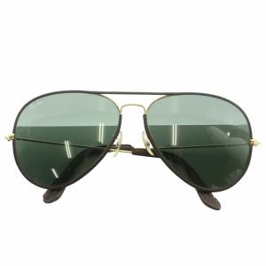 眼鏡 サングラス メタルフレーム レザー ティアドロップ ダブルブリッジ ロゴ 6214 ゴールド色 茶色