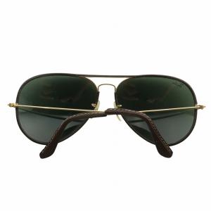 Ray-Ban 眼鏡 サングラス メタルフレーム レザー ティアドロップ ダブルブリッジ ロゴ 6214 ゴールド色 茶色
