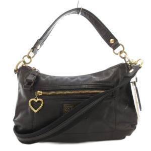 F20017 デイジー ポピー リキッド ハンドバッグ ショルダー 2WAY 斜め掛け ロゴ レザー 黒