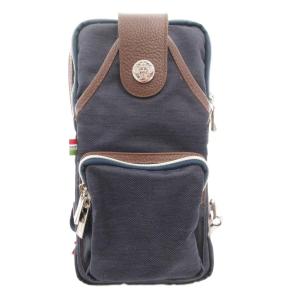 ボディバッグ ショルダー 斜め掛け 型押しロゴ ナイロン レザー 紺 ネイビー 茶 ブラウン /GV GY13