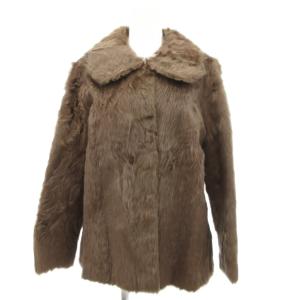 moonbat ムーンバット ファーコート ジャケット ラムファー 毛皮 ひざ丈 茶 ブラウン /BS