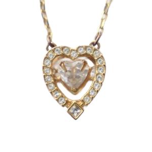 ネックレス アクセサリー ペンダント ロゴ ラインストーン クリスタル ハート ゴールド色 GY18 /MQ