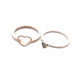 指輪 アクセサリー リング ハートモチーフ ラインストーン 11号 12号 ピンクゴールド色 GY18