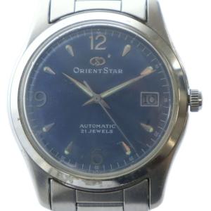 STAR 腕時計 自動巻き デイト カレンダー付き 21石 裏スケルトン 青文字盤