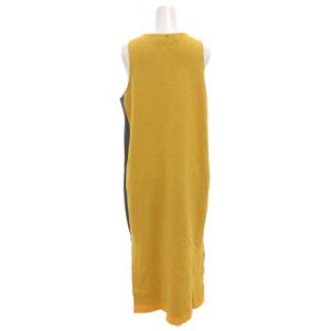 SPORT MAX ジャガードニットノースリーブワンピース ロング スリット 幾何学柄 XS 黄 イエロー 青 ブルー /GV