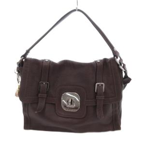 ハンドバッグ ショルダー 2way リザード型押し レザー 革 茶 ブラウン /UO