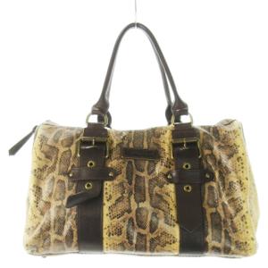 kate moss for LONGCHAMP ハンドバッグ ミニボストン パイソン型押し レザー 革