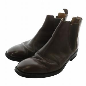 サイドゴアブーツ レザー ショート ラウンドトゥ 25.5cm 茶色 ブラウン /XZ GY11