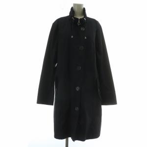 コート ジャケット アウター ミドル 背抜き ハイネック ジップアップ 大きいサイズ 15+ XXL 紺