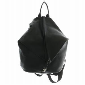 リュックサック バックパック デイパッグ レザー ロゴ 黒 ブラック /XZ GY11