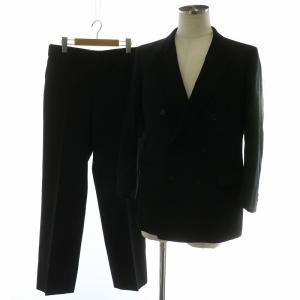 スーツ セットアップ 上下 テーラードジャケット ダブル 6B 背抜き 肩パッド ノーベント パンツ スラックス