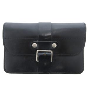 アコーディオン 財布 二つ折り レザー 革 黒 ブラック /UO GY17