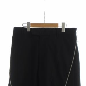 Salvatore Ferragamo ストレートパンツ ジップフライ ロゴ スラックス デザインジップ 46 M 黒 ブラック GY17 /MQ