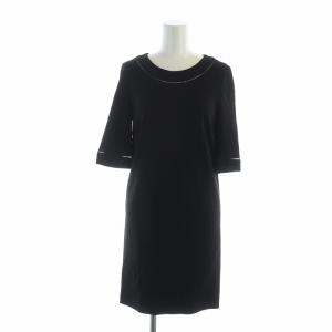 ミドルワンピース 半袖 ロゴ クルーネック 半袖 XS 黒 ブラック GY17 /MQ