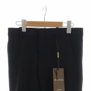GUCCI パンツ タグ付き スラックス ジップフライ ロゴ 36 XS 黒 ブラック 404828 ZFW51 GY17