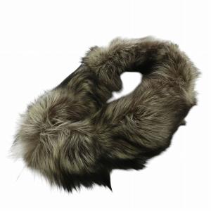 銀サガ ティペット マフラー ファー 毛皮 フォックス 茶色 ブラウン 白 ホワイト /XZ GY11