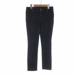 デニムパンツ ジーンズ スキニー 革パッチ ロゴ ジップフライ 36 XS 紺 ネイビー 337614