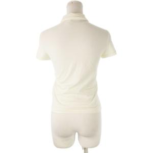 Salvatore Ferragamo ポロシャツ ニットソー 半袖 透け感 シアー ストレッチ ヴァラ ロゴ 小さいサイズ 40 XS 白 アイボリー