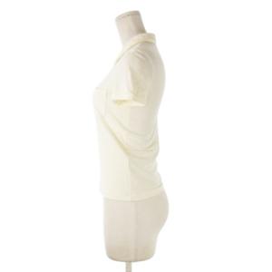 Salvatore Ferragamo ポロシャツ ニットソー 半袖 透け感 シアー ストレッチ ヴァラ ロゴ 小さいサイズ 40 XS 白 アイボリー