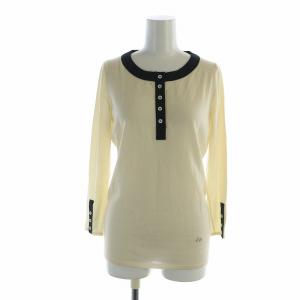 ニット カットソー 長袖 ヘンリーネック 切替 カシミヤ XS アイボリー 177319 X9578 GY17