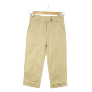 パンツ クロップド カプリ コットン ロゴプレート ステッチ 小さいサイズ 34 XS ベージュ /AO22