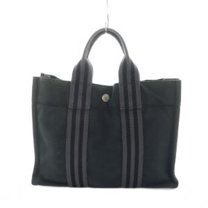 HERMES フールトゥ PM ハンドバッグ トートバッグ キャンバス ロゴ 黒 ブラック GY11 /MQ OH