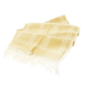 マフラー ウール インターシャ ロゴ ズッカ柄 総柄 フリンジ ベージュ /CK24 GY11